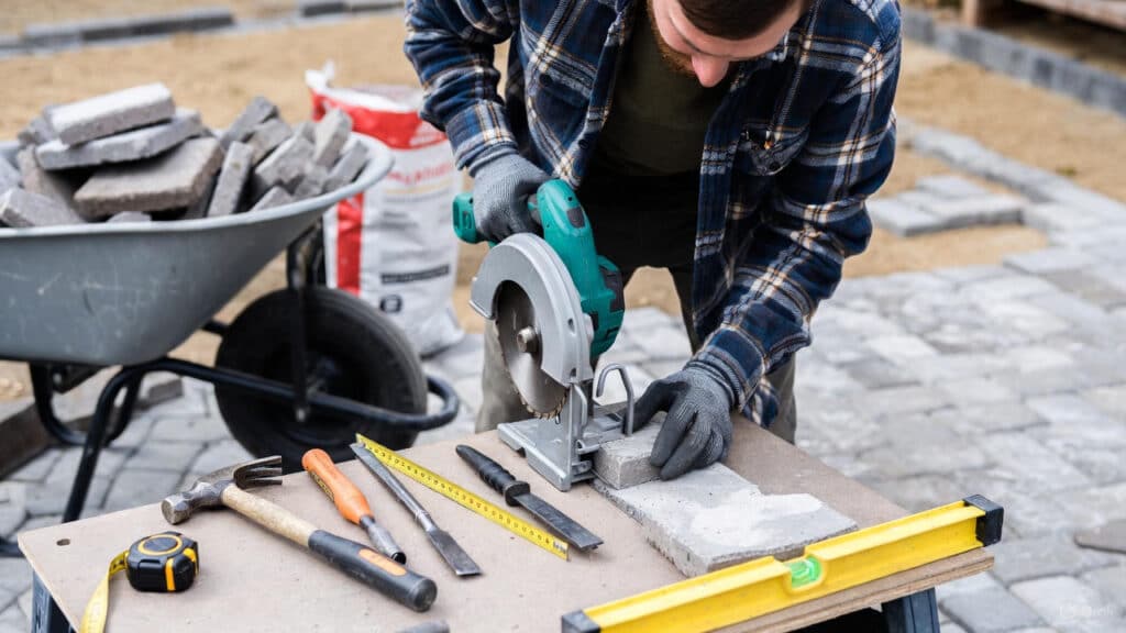 DIY – How to Lay Pavers (Step-by-Step Guide) 7 Step 6 Cut Pavers to Fit